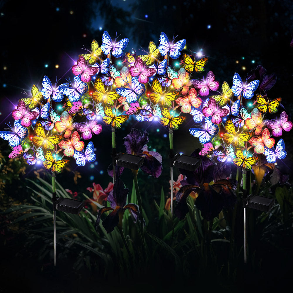 Solar Garden Lights Outdoor Waterproof Decorative Solar Lights Outdoor 2 Pack with 44 LED 34 Butterfly Flower Garden Decor Yard Patio Lawn Outdoor