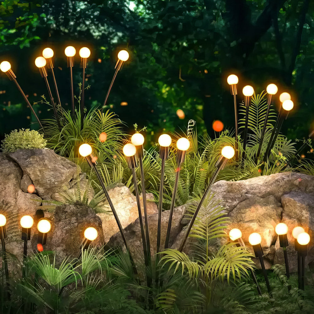 Solar Lights Outdoor Waterproof 2 Pack, Upgraded Outdoor Solar Lights for Yard Patio Garden Decor, Solar Lights for Outside Gardening Supplies, Firefly Garden Lights Solar Powered Outdoo