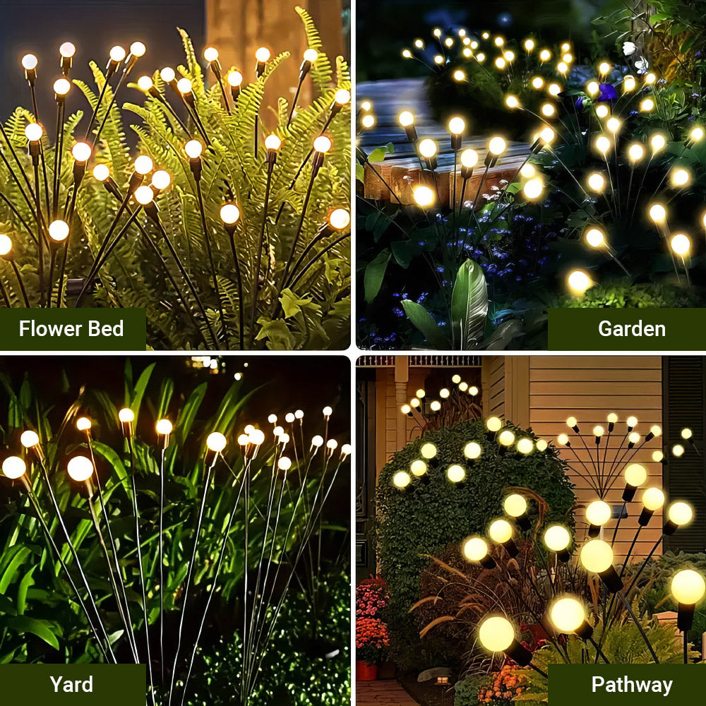 Solar Lights Outdoor Waterproof 2 Pack, Upgraded Outdoor Solar Lights for Yard Patio Garden Decor, Solar Lights for Outside Gardening Supplies, Firefly Garden Lights Solar Powered Outdoo
