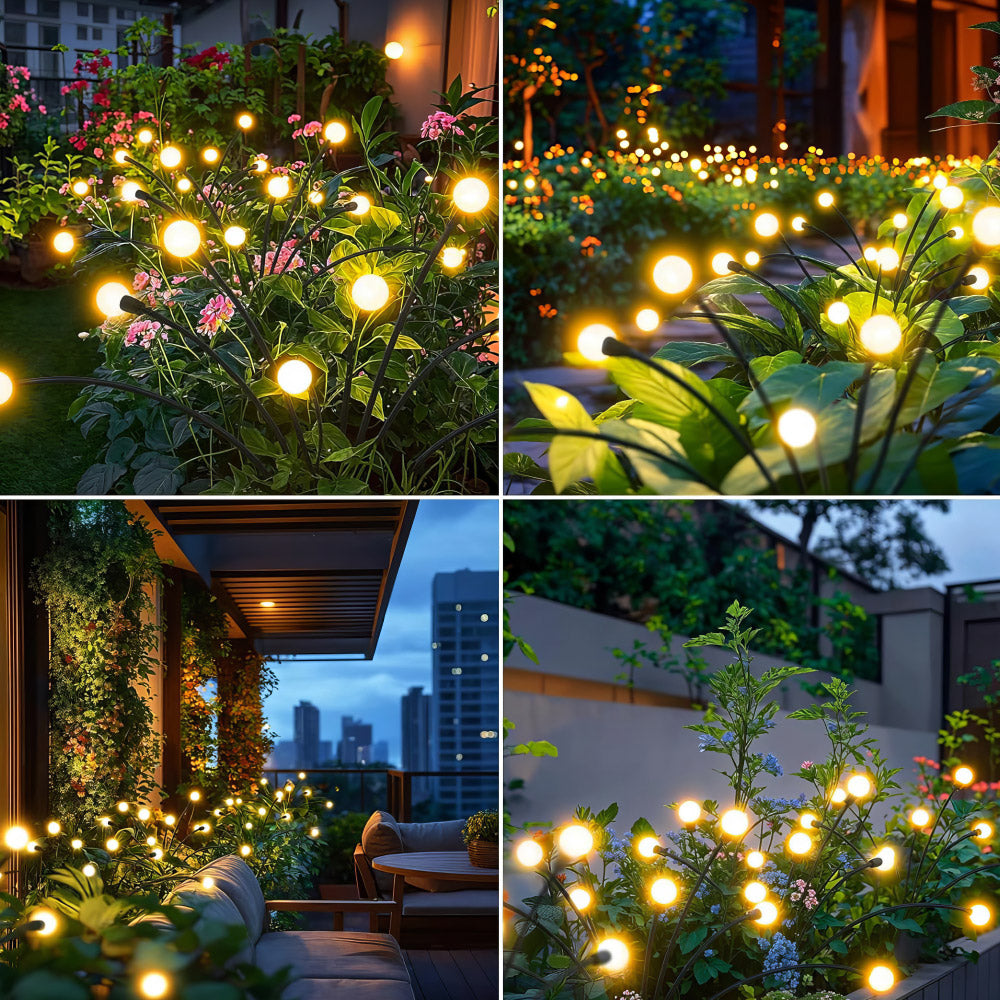 Solar Lights Outdoor Waterproof 2 Pack, Upgraded Outdoor Solar Lights for Yard Patio Garden Decor, Solar Lights for Outside Gardening Supplies, Firefly Garden Lights Solar Powered Outdoo