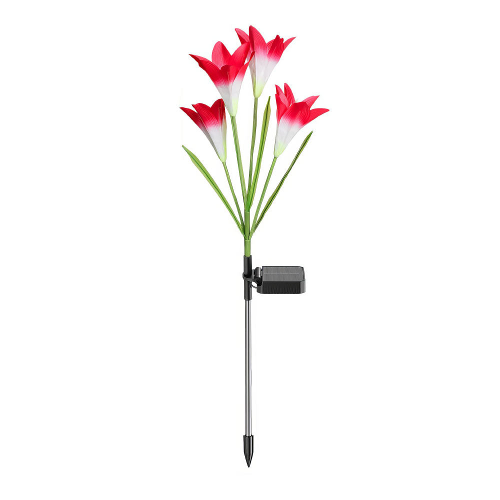 Outdoor Solar Lights, 4 Pack Solar Garden Lights with Bigger Lily Flowers, Waterproof 7 Color Changing Solar Lights Outdoor - Bigger Solar Panel for Outdoor Patio Yard Garden Decoration