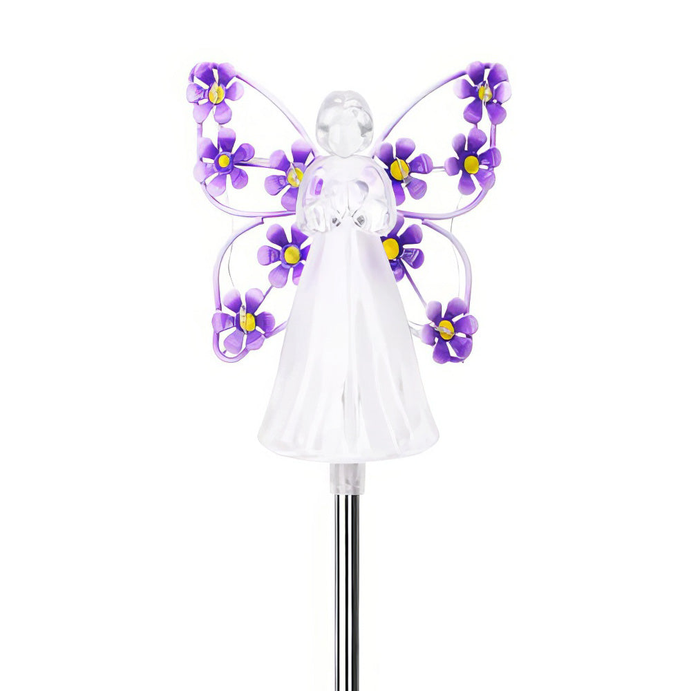 Solar Angel Garden Stake Lights - 2 Pack Angel Solar Lights Outdoor Garden, Eternal Light Angel with 7 LEDs for Cemetery Grave Decorations