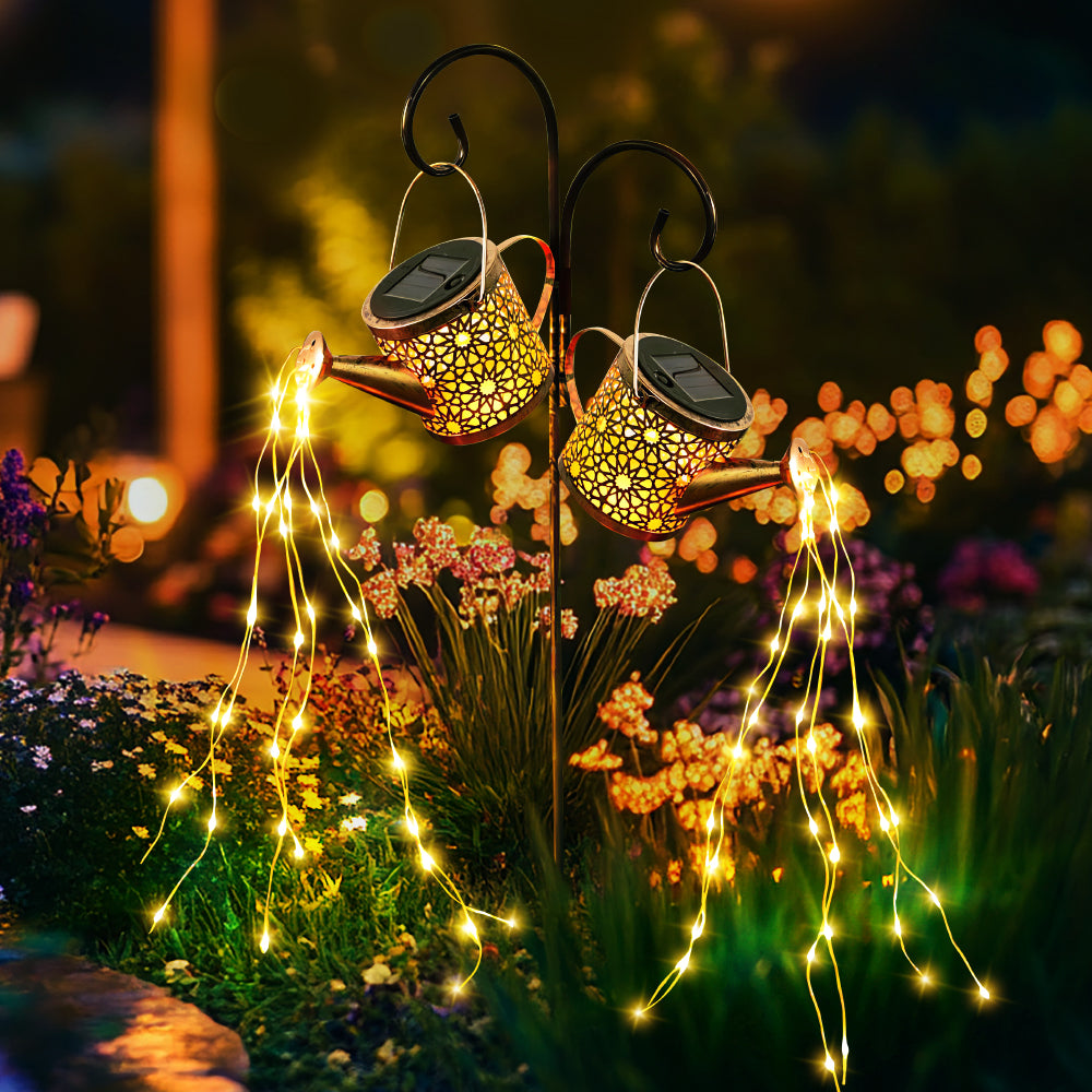 Solar Lights Outdoor Decorative, Metal Solar Watering Can Lights Waterproof, Small Hanging Solar Garden Decor Yard Lights Outside Patio Lawn