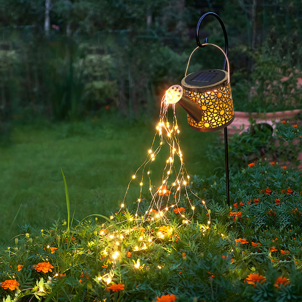 Solar Lights Outdoor Decorative, Metal Solar Watering Can Lights Waterproof, Small Hanging Solar Garden Decor Yard Lights Outside Patio Lawn