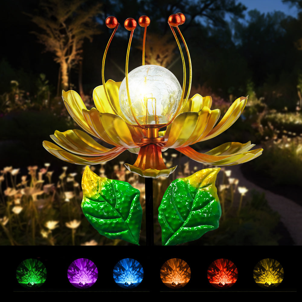 Solar Wind Spinner, 38 Inch Metal Stake Yard Spinners,Solar Powered Multi-Color LED Glass Ball with Kinetic Wind Sculpture Spinner Windmills for Yard (38IN-Purple)