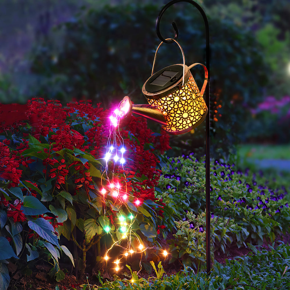 Solar Lights Outdoor Decorative, Metal Solar Watering Can Lights Waterproof, Small Hanging Solar Garden Decor Yard Lights Outside Patio Lawn