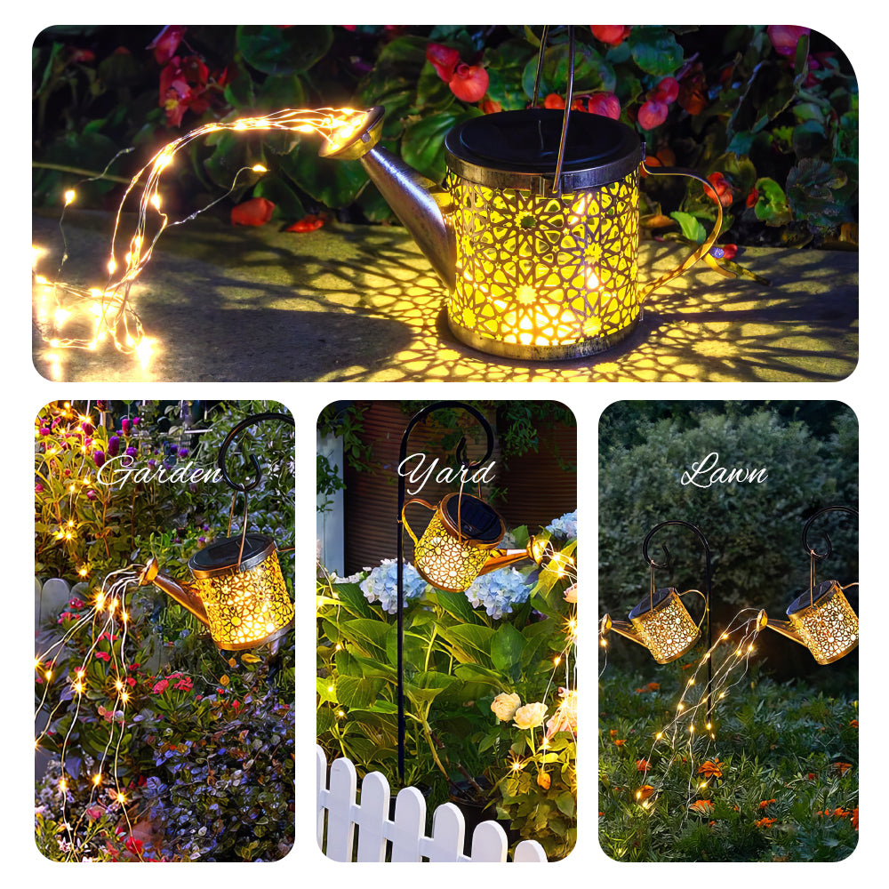 Solar Lights Outdoor Decorative, Metal Solar Watering Can Lights Waterproof, Small Hanging Solar Garden Decor Yard Lights Outside Patio Lawn