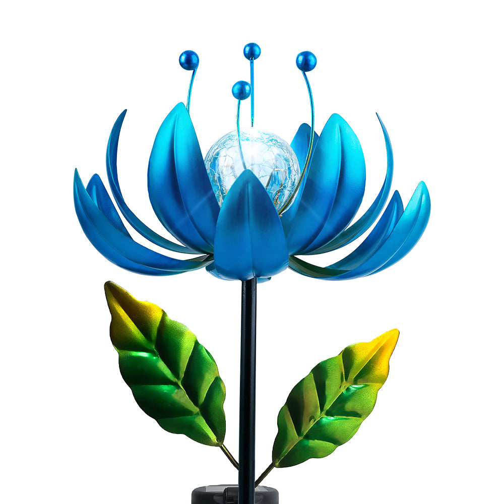 Solar Wind Spinner, 38 Inch Metal Stake Yard Spinners,Solar Powered Multi-Color LED Glass Ball with Kinetic Wind Sculpture Spinner Windmills for Yard (38IN-Purple)