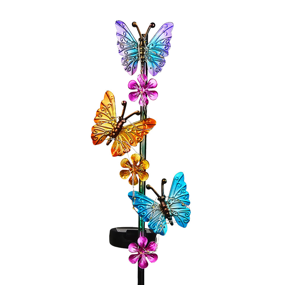 Solar Lights Outdoor Waterproof Garden Butterfly Light Decorative Solar Stake Lights with Butterflies Decor for Garden Yard Lawn Patio Pathway(2 Pack)